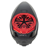 Red HK Army Evo Pro Metal Speed Feed for Virtue and Bunkerkings paintball loader hopper on a Virtue loader.