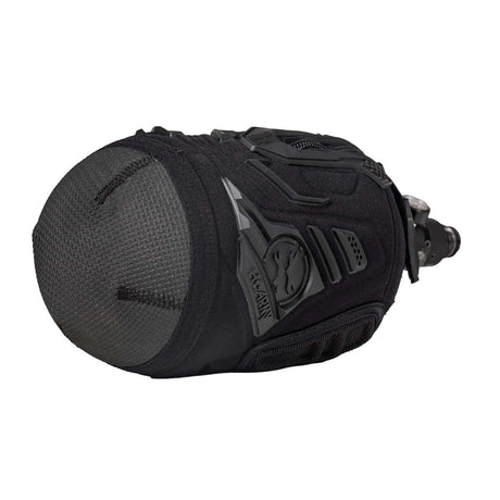 Bottom view Black HK Army Hardline Armored padded neoprene Tank Cover with zipper and velcro for 4500 psi air system.