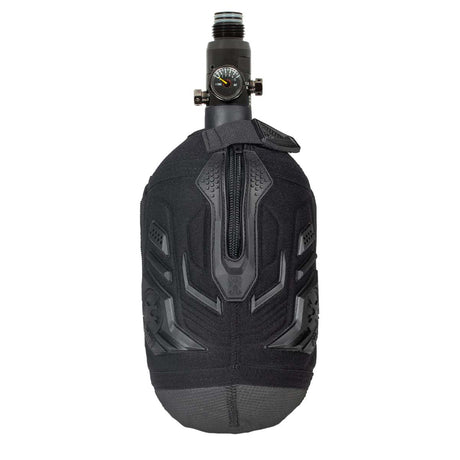 Black HK Army Hardline Armored padded neoprene Tank Cover with zipper and velcro for 4500 psi air system.