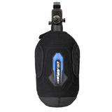 Side view Colbalt Blue and Black HK Army Hardline Armored padded neoprene Tank Cover with zipper and velcro for 4500 psi air system.