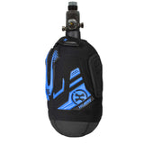 Logo side Colbalt Blue and Black HK Army Hardline Armored padded neoprene Tank Cover with zipper and velcro for 4500 psi air system.
