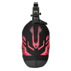 Zipper Red Fire and Black HK Army Hardline Armored padded neoprene Tank Cover with zipper and velcro for 4500 psi air system.
