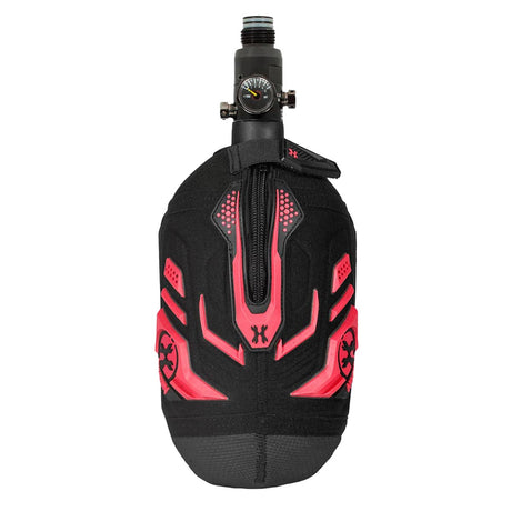 Zipper Red Fire and Black HK Army Hardline Armored padded neoprene Tank Cover with zipper and velcro for 4500 psi air system.