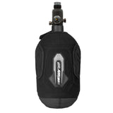 Side view Graphite black and grey HK Army Hardline Armored padded neoprene Tank Cover with zipper and velcro for 4500 psi air system.
