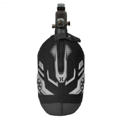 Graphite black and grey HK Army Hardline Armored padded neoprene Tank Cover with zipper and velcro for 4500 psi air system.