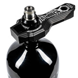 Black HK Army Regulator Multi Tool paintball and airsoft tank regulator remove on a tank on a white background