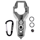 Pewter HK Army Regulator Multi Tool paintball and airsoft tank regulator remove with included parts on a white background