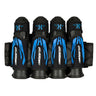 Black Blue HK Army Zero G 2.0 Harness 4+3+4 paintball pack on a white background.