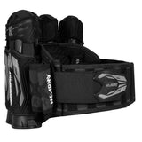Side view Black Grey HK Army Zero G 2.0 Harness 4+3+4 paintball pack on a white background.