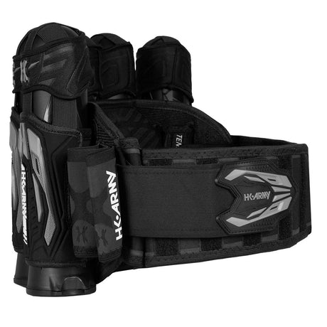 Side view Black Grey HK Army Zero G 2.0 Harness 4+3+4 paintball pack on a white background.