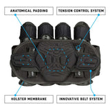 Back support Black Gray HK Army Zero G 2.0 Harness 4+3+4 paintball pack on a white background.