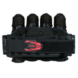 Back view Black Red HK Army Zero G 2.0 Harness 4+3+4 paintball pack on a white background.