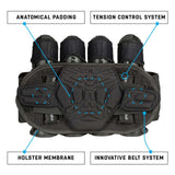 Back support Black Red HK Army Zero G 2.0 Harness 4+3+4 paintball pack on a white background.