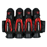 Black Red HK Army Zero G 2.0 Harness 4+3+4 paintball pack on a white background.
