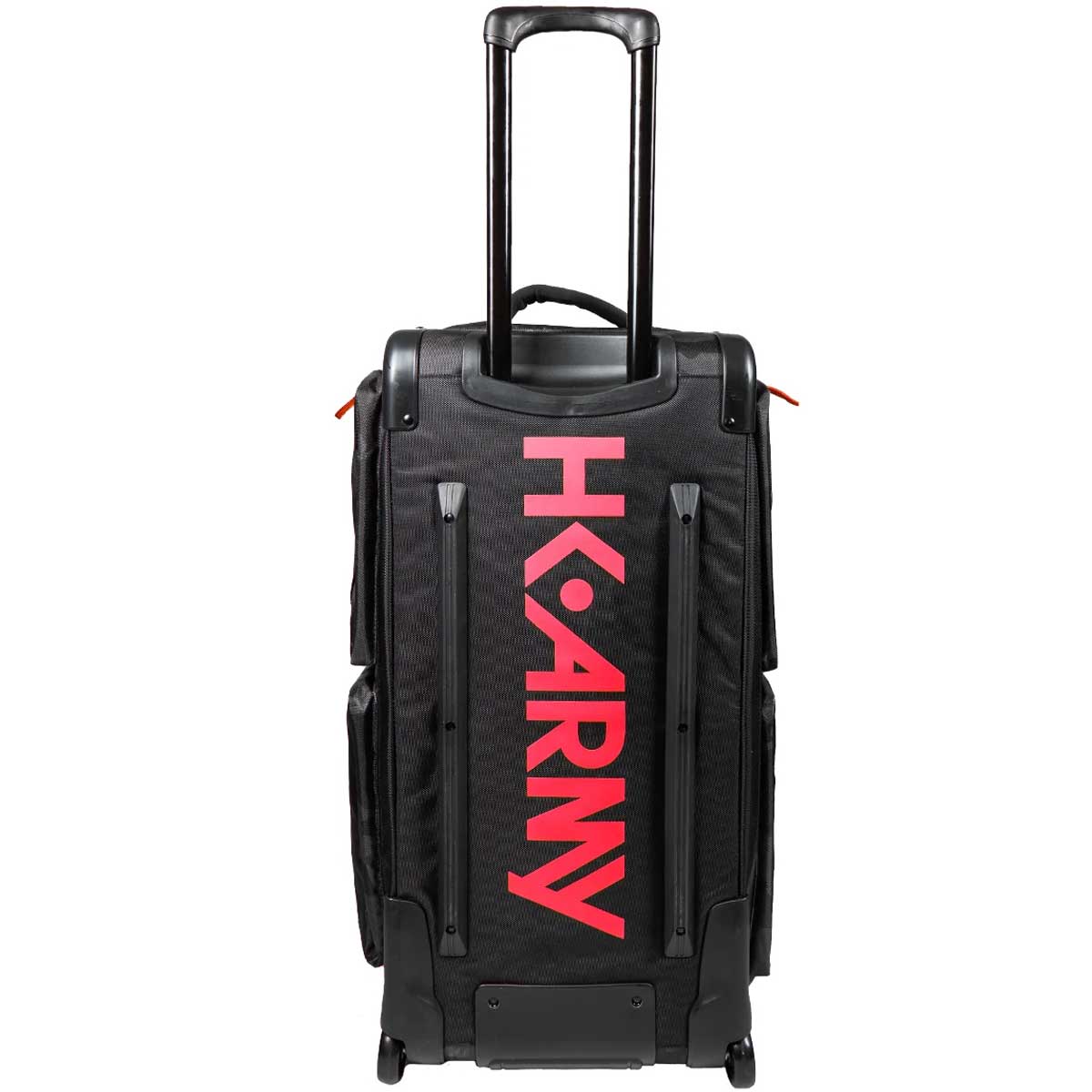 Back of Black and red with red logo HK Army Paintball Expand 75L Roller Gea bag Shroud Black Red on a white background