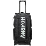 Back of Back of a black and grey camo HK Army Expand 75L Roller Gear Bag Shroud Blackout no straps against a white background