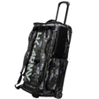 Black green and grey camo print with white logo HK Army Paintball Expand 75L Roller Gear bag Shroud Forest with extended handle and wheels on a white background