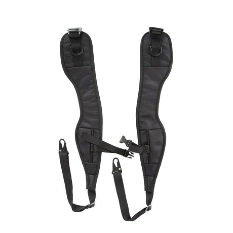 Shoulder straps for All Black with white logo HK Army Paintball Expand 75L Roller Gearbag Stealth with extended handle and wheels on a white background.