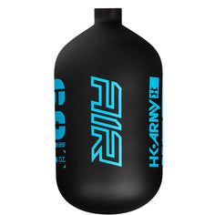 Blue on matte black Abyss HK Army Alpha Air 68ci 4500psi Carbon Fiber Tank Bottle Only on a white background