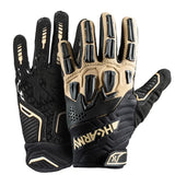 A pair of black and tan paintball or airsoft HK Army Hardline Armored Full Finger Gloves Tactical gloves shown against a plain white background, displaying both the back of one glove and the palm of the other.