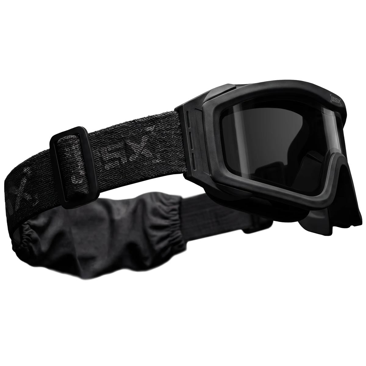 Side of BSX Tango Airsoft Thermal Goggle with Multiple Lens shown with smoke lens installed on a white background.