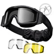 HK Army BSX Tango Airsoft Thermal Goggle with Multiple Lens shown with smoke lens installed, clear and yellow lens options and prescription glasses lens insert, all on a white background.