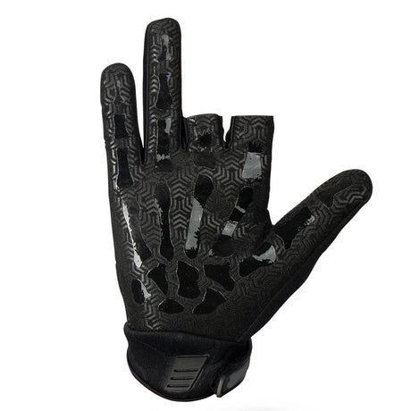 Single HK Army Bones Gloves Black for paintball and airsoft showing palm details on a white background.