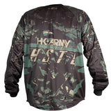 Back of Black green and tan HK Army HSTL Jersey Jungle Camo long sleeve on a white background