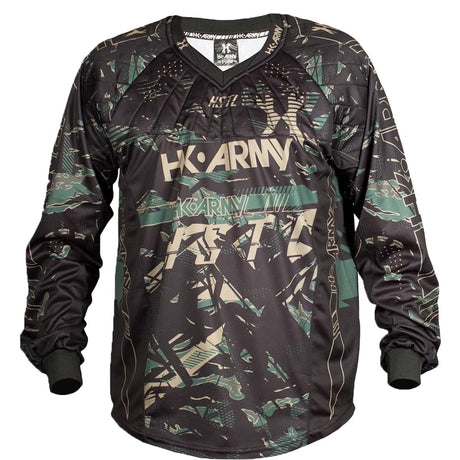 Black green and tan HK Army HSTL Jersey Jungle Camo on a white background