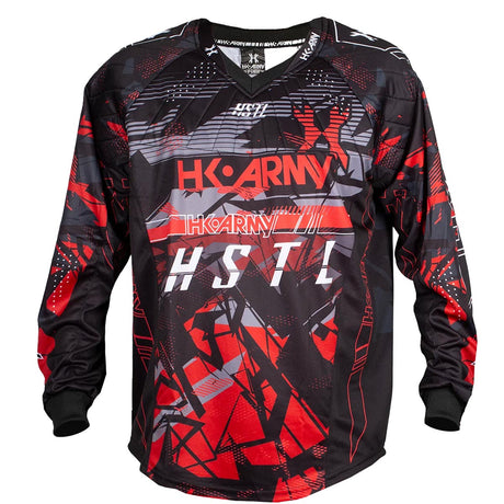 Red, black, white and grey HK Army HSTL Lava long sleeve Jersey on a white background