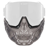 Front view of HK Army RMX Lower Terror Ghost Series Goggle Skirt Smoke with lens installed on a white background