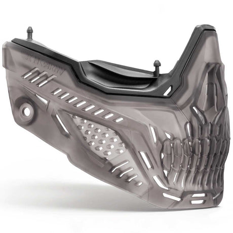 Front angle of HK Army RMX Lower Terror Ghost Series Goggle Skirt Smoke on a white background