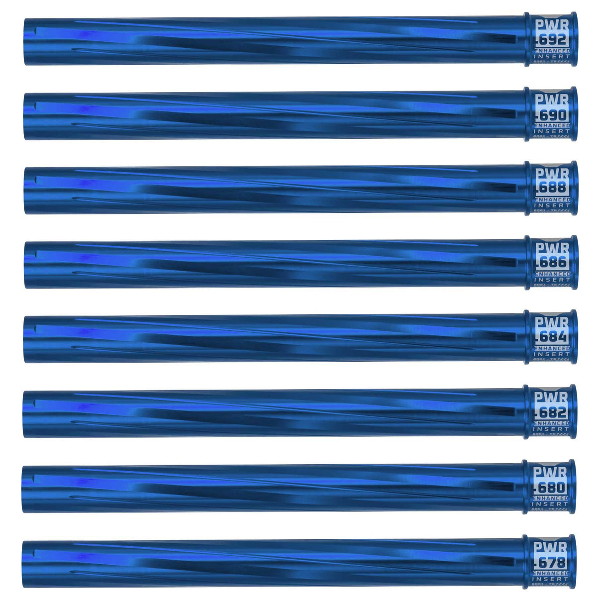 Eight HK Army Vector PWR Barrel Inserts blue on a white background