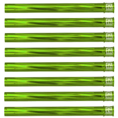 Eight HK Army Vector PWR Barrel Inserts lime green on a white background