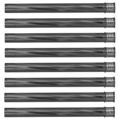 Eight HK Army Vector PWR Barrel Inserts grey pewter on a white background