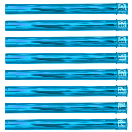Eight HK Army Vector PWR Barrel Inserts blue turquoise on a white background