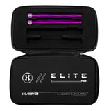 Two purple HK Army Vector PWR Barrel Inserts for paintball in a case on a white background