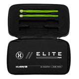 Two lime green HK Army Vector PWR Barrel Inserts for paintball in a case on a white background