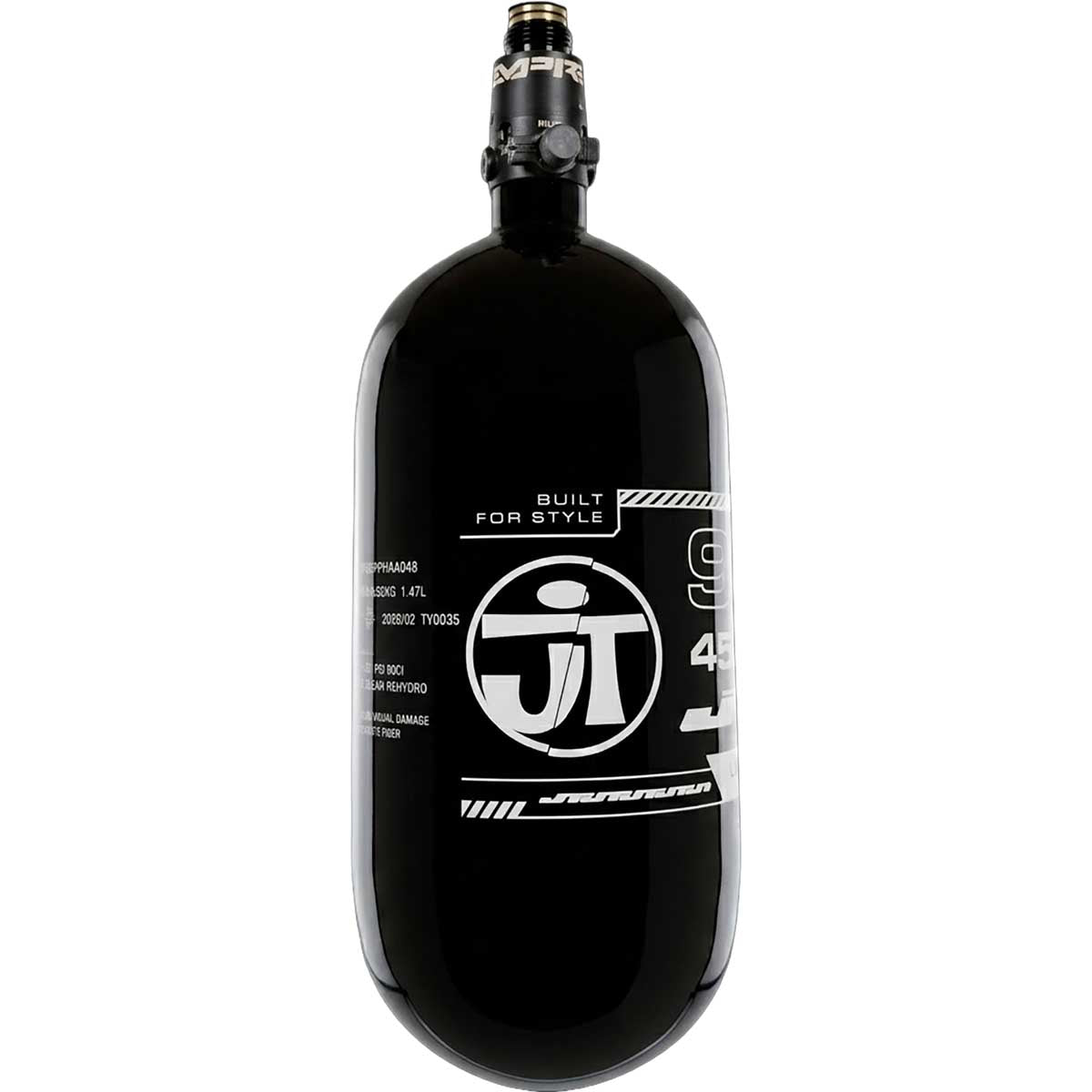 JT Ultra Lite Carbon Fiber Air Tank 90ci 4500psi Black/White w FLO Pro Reg