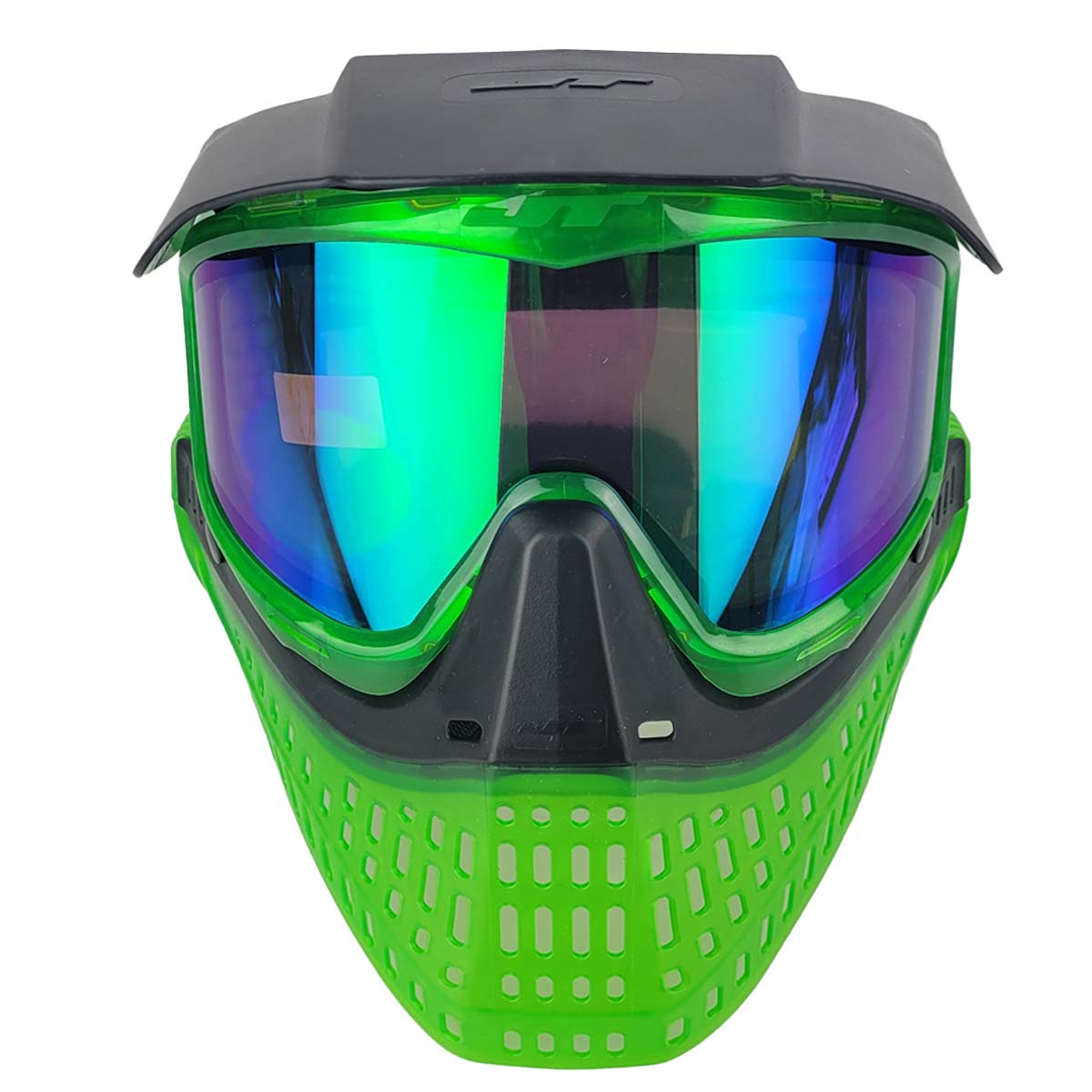 front view JT Lucky 15 ProFlex Goggle Ice Green w Green Mirror Lens installed 