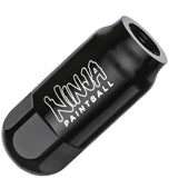 A black anodized aluminum Ninja Pocket Bottle 4500psi Reg Tester with white 'NINJA PAINTBALL' branding, shown on a plain white background.