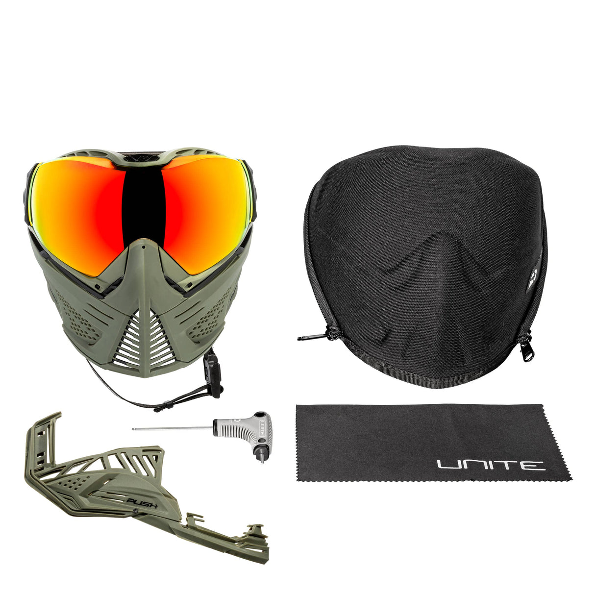 Push Unite Goggle Mk II - Raptor (Olive/Black) - Red Lens