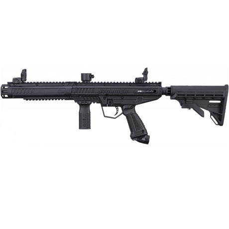 Left profile Tippmann Stormer Tactical beginner mechanical Paintball Marker Black on a white background