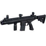 Left front angle Tippmann Stormer Elite Dual Feed Paintball Marker Black on a white background