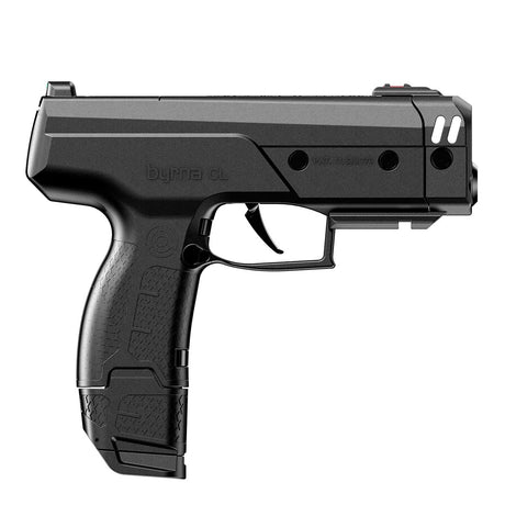 Byrna CL-XL black right side view with 7 round magazine and 12 gram co2