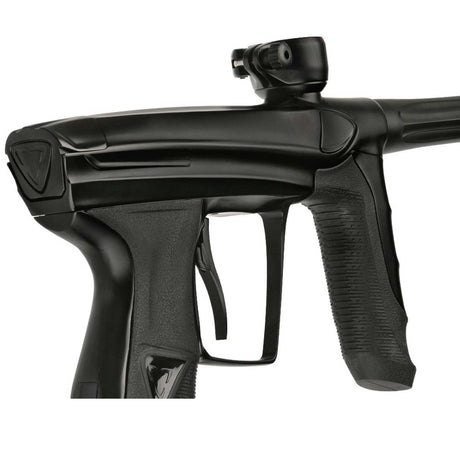 DLX Luxe Aire Paintball Gun up close back side view in black dust