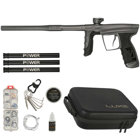 DLX Luxe Aire Paintball Marker in gray pewter dust with case and accessories