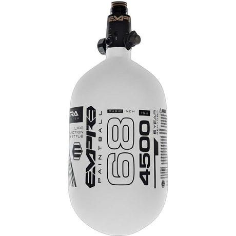 Alternate side view Empire Ultra Lite Carbon Fiber Air Tank 68ci 4500psi White/Black w FLO Pro Reg