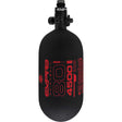 side view of the Empire Ultra Lite Carbon Fiber Air Tank 80ci 4500psi Black/Red w FLO Pro Reg