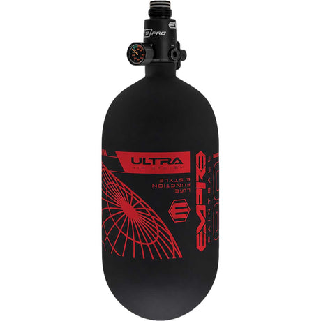 Empire Ultra Lite Carbon Fiber Air Tank 80ci 4500psi Black/Red w FLO Pro Reg